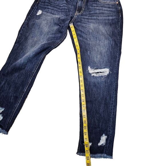 KanCan Jeans 13x30 Mount Pleasant High Rise Boyfriend Stretch Whiskered Raw Hem - Picture 7 of 13